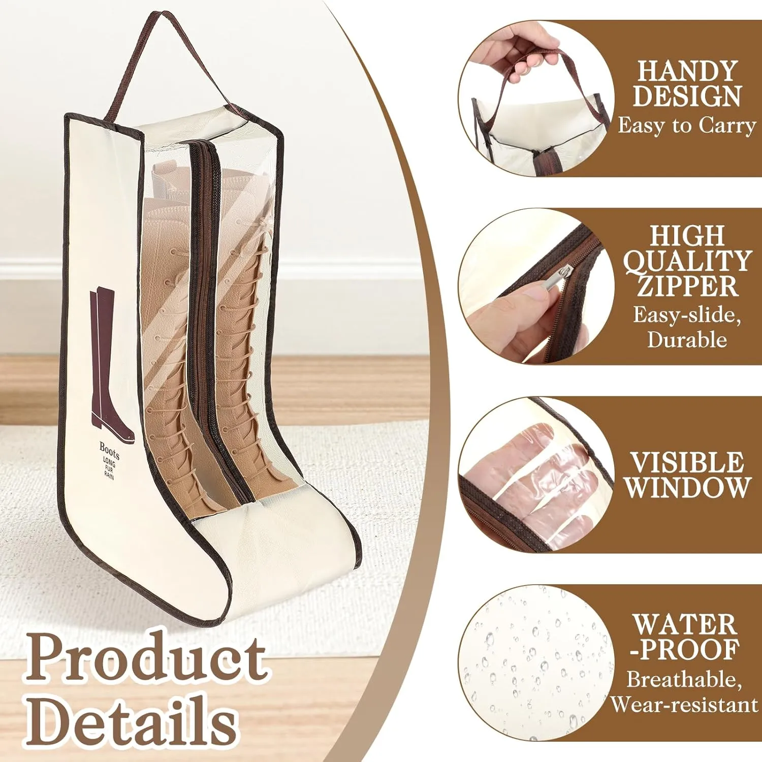 2 Set Boot Storage Bag, Portable Boots Protector Bag Dust Proof Travel Shoe Bags with Handle Boots Organizer for Packing Travel and Daily Use(Tall)