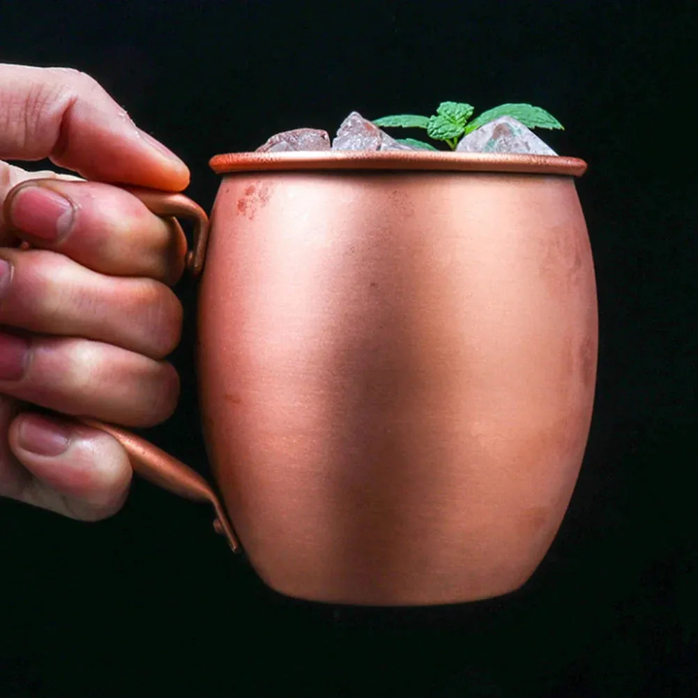 530ML 100% Pure Copper Mug Moscow Mule Mug Drum Cup Cocktail Cup Pure Copper Mug Restaurant Bar Cold Drink Cup, B