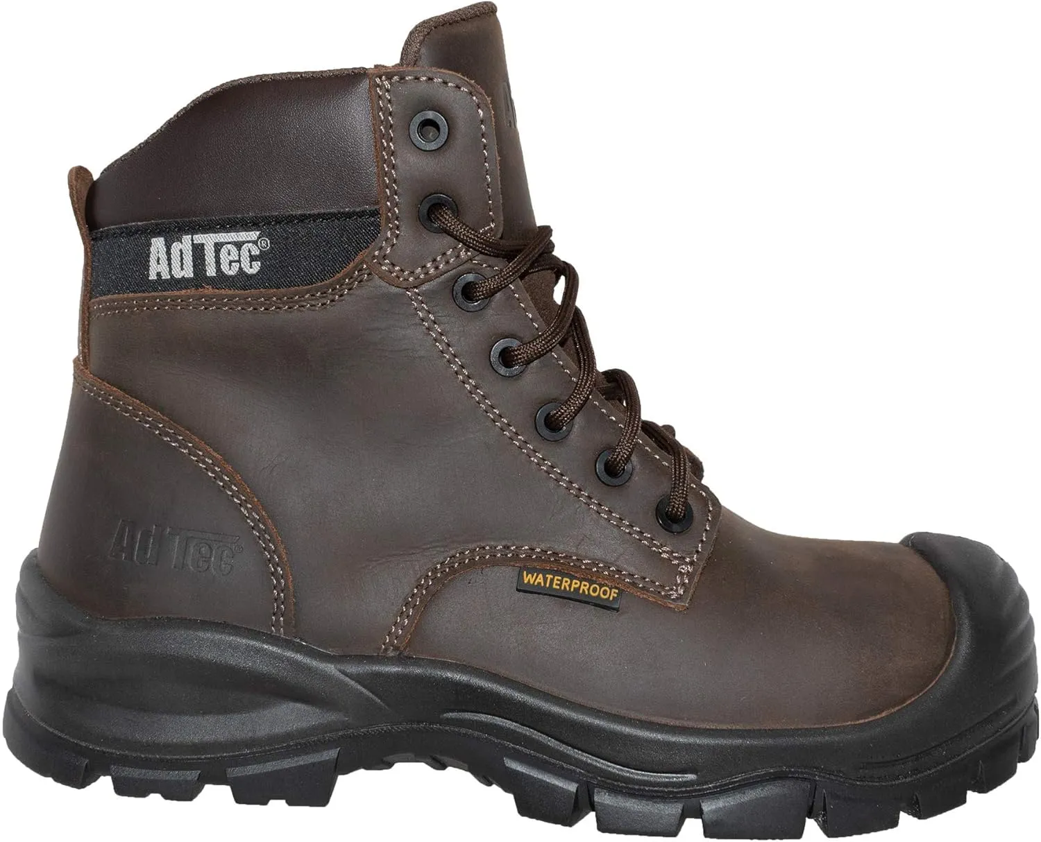 Ad Tec 6" Heavy Duty Waterproof Safety Work Boots For Men - Composite Toe, Durable Leather With Slip Resistant Rubber Outsole