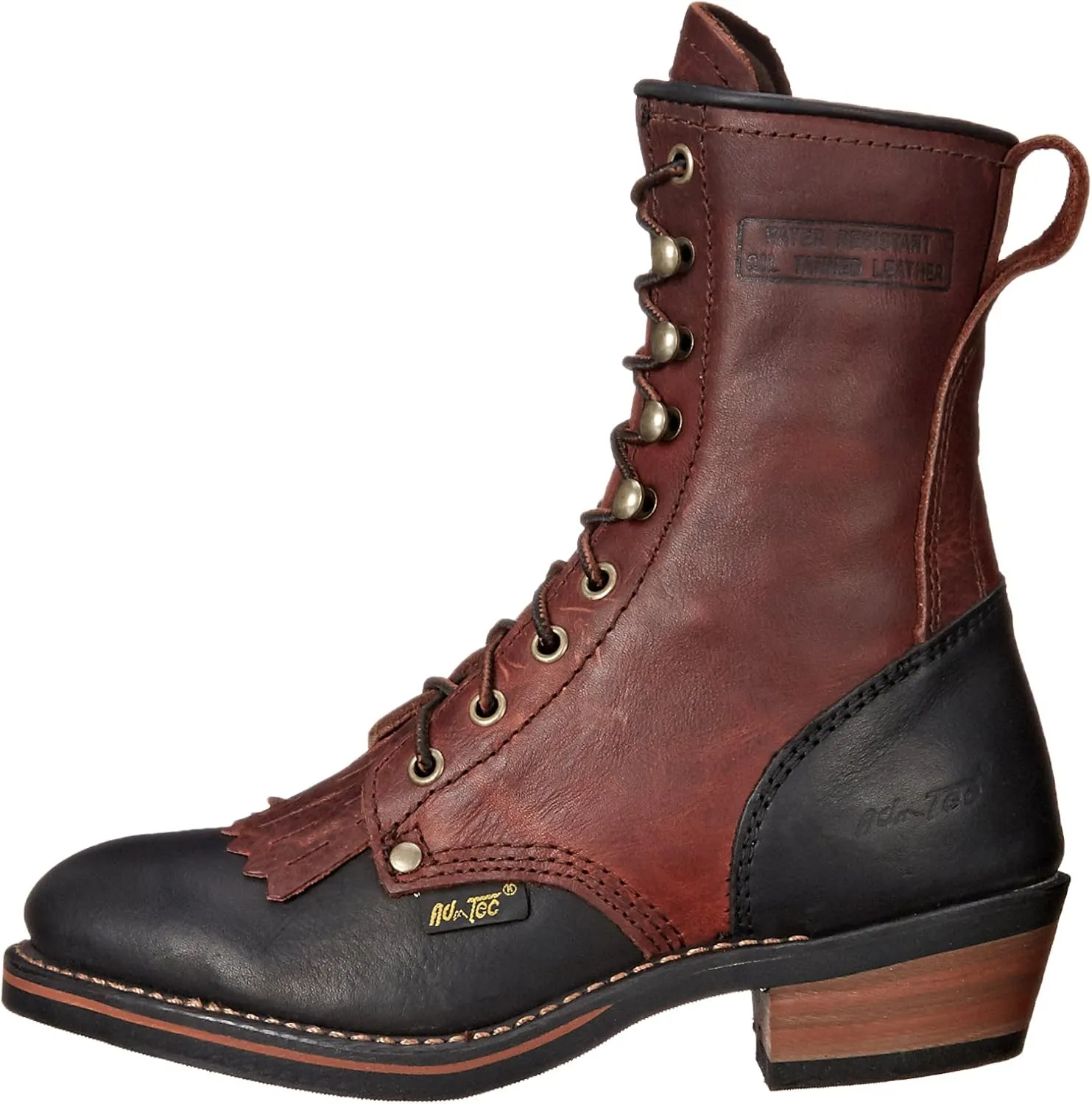 Ad Tec 8" Mid Calf Packer Boots for Women - Durable Full Grain Tumbled Leather and Oil Resistant Outsole Tall Work Boot
