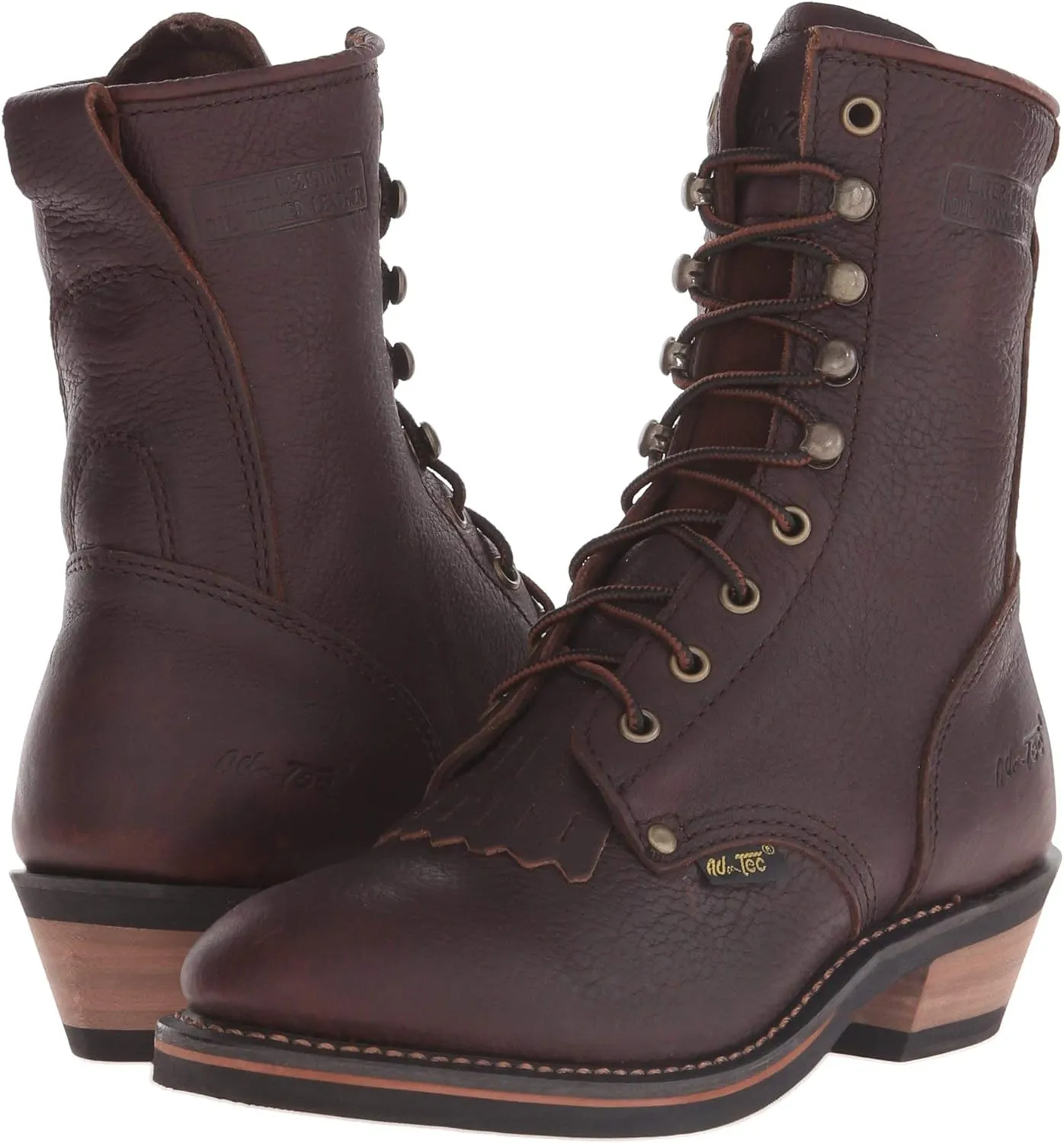 Ad Tec 8" Mid Calf Work Boots For Women Durable Full Grain Tumbled Leather & Oil Resistant Outsole Tall Packer Botas