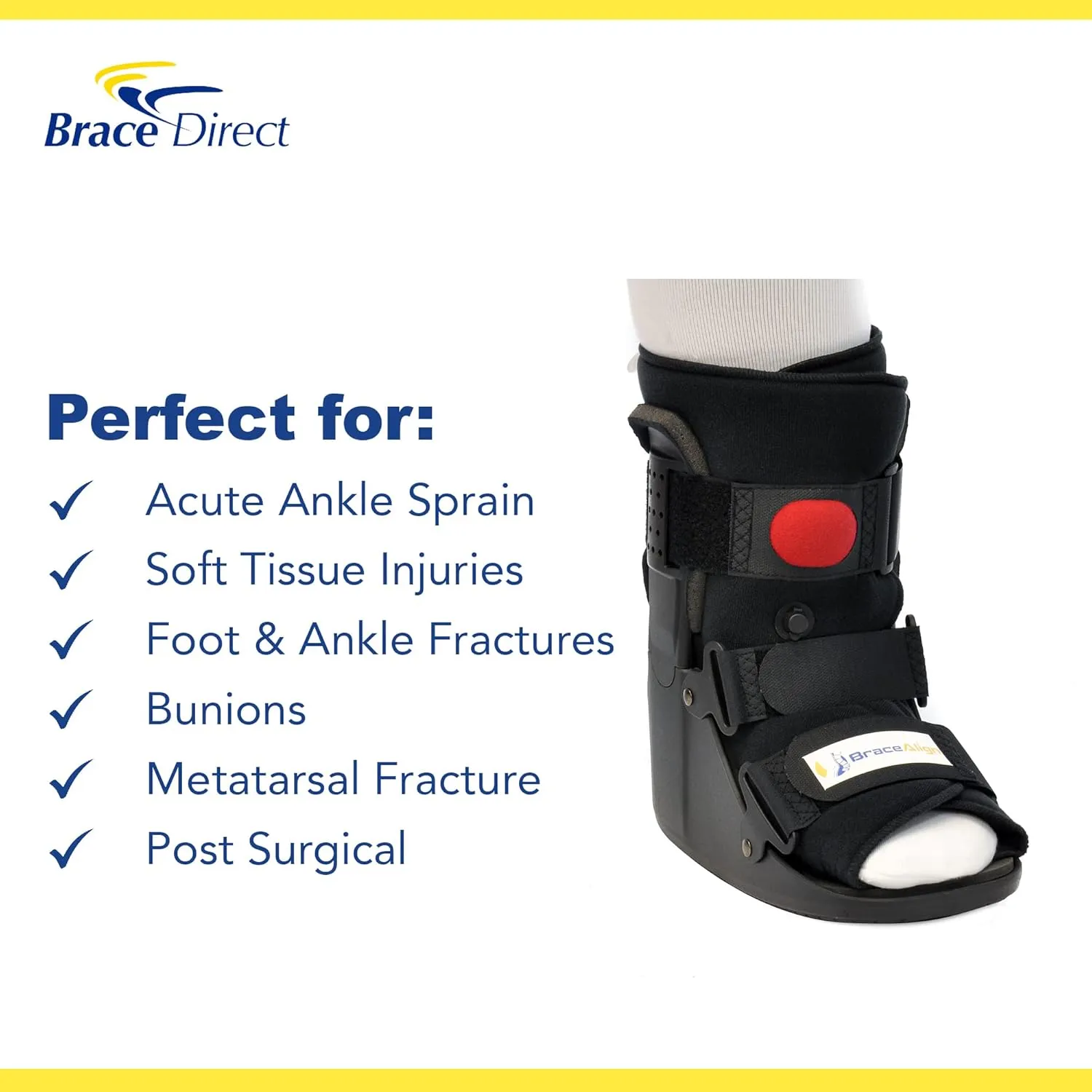 Air CAM Walker Fracture Boot – Short Medical Walking Boot for Foot & Ankle Injury Recovery (PDAC L4360/L4361), Size M (US Shoe Men 7.5-10.5 / Women 8.5-11.5)