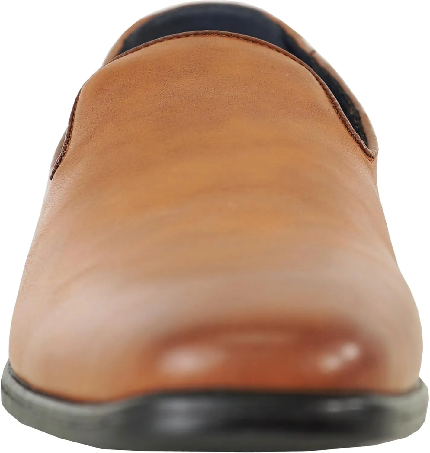 ALLURE-SUITS & TUXEDOS Men Genuine Leather Fashion Dress Shoe AL04 Classic Slip On Loafer Formal Tuxedo for Wedding Prom Party Uniform Formal Event Black Cognac Size from 6 to 16