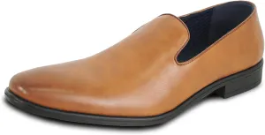 ALLURE-SUITS & TUXEDOS Men Genuine Leather Fashion Dress Shoe AL04 Classic Slip On Loafer Formal Tuxedo for Wedding Prom Party Uniform Formal Event Black Cognac Size from 6 to 16