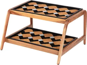 Anji Mountain 2-Tier Solid Wood Boot/Shoe Stand with Natural Rubber tray and coir insert, Fits 4 Pair (26.5"x22"x 15"), Natural