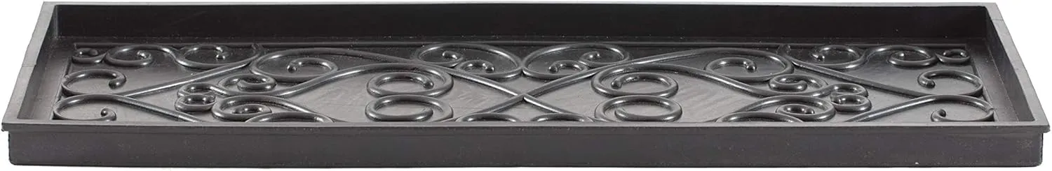Anji Mountain Rubber Boot/Shoe Tray with Coir, Fits 3 Pair (34.5"" Wide), Tan and Black Tribal Insert (AMB0BT3F-013)