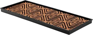 Anji Mountain Rubber Boot/Shoe Tray with Coir, Fits 3 Pair (34.5"" Wide), Tan and Black Tribal Insert (AMB0BT3F-013)