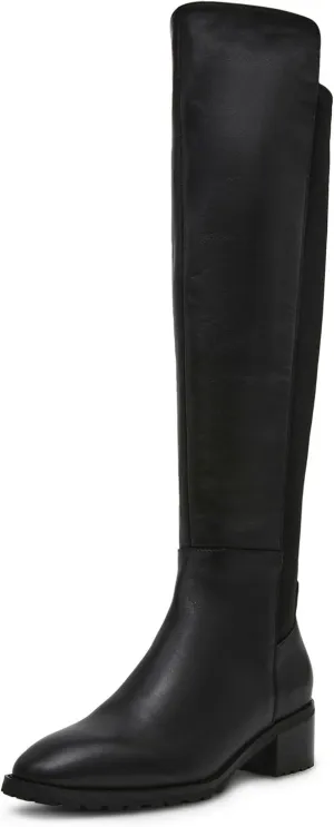 Anne Klein Womens Sable Leather Tall Knee-High Boots