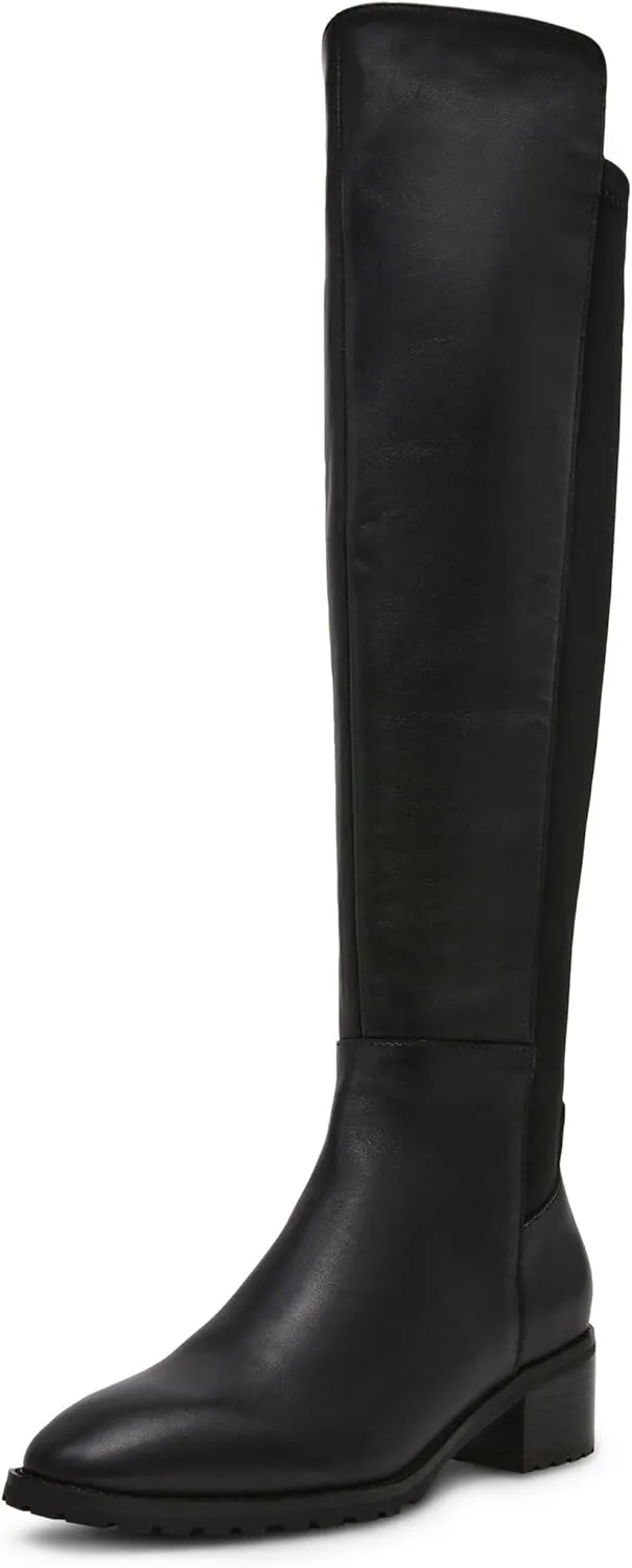 Anne Klein Womens Sable Leather Tall Knee-High Boots
