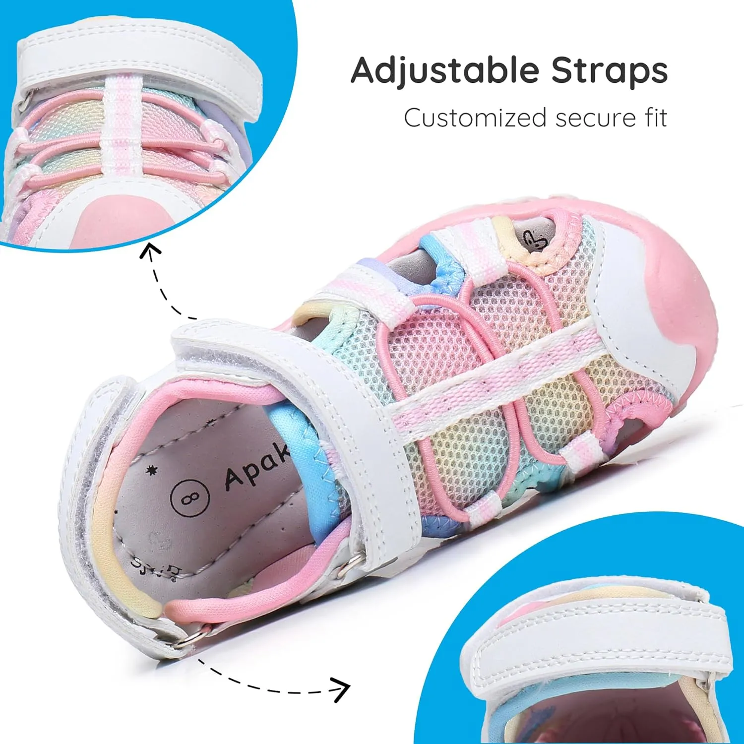 Apakowa Kid's Boy's Girl's Soft Sole Close Toe Sport Beach Sandals (Toddler/Little Kid)