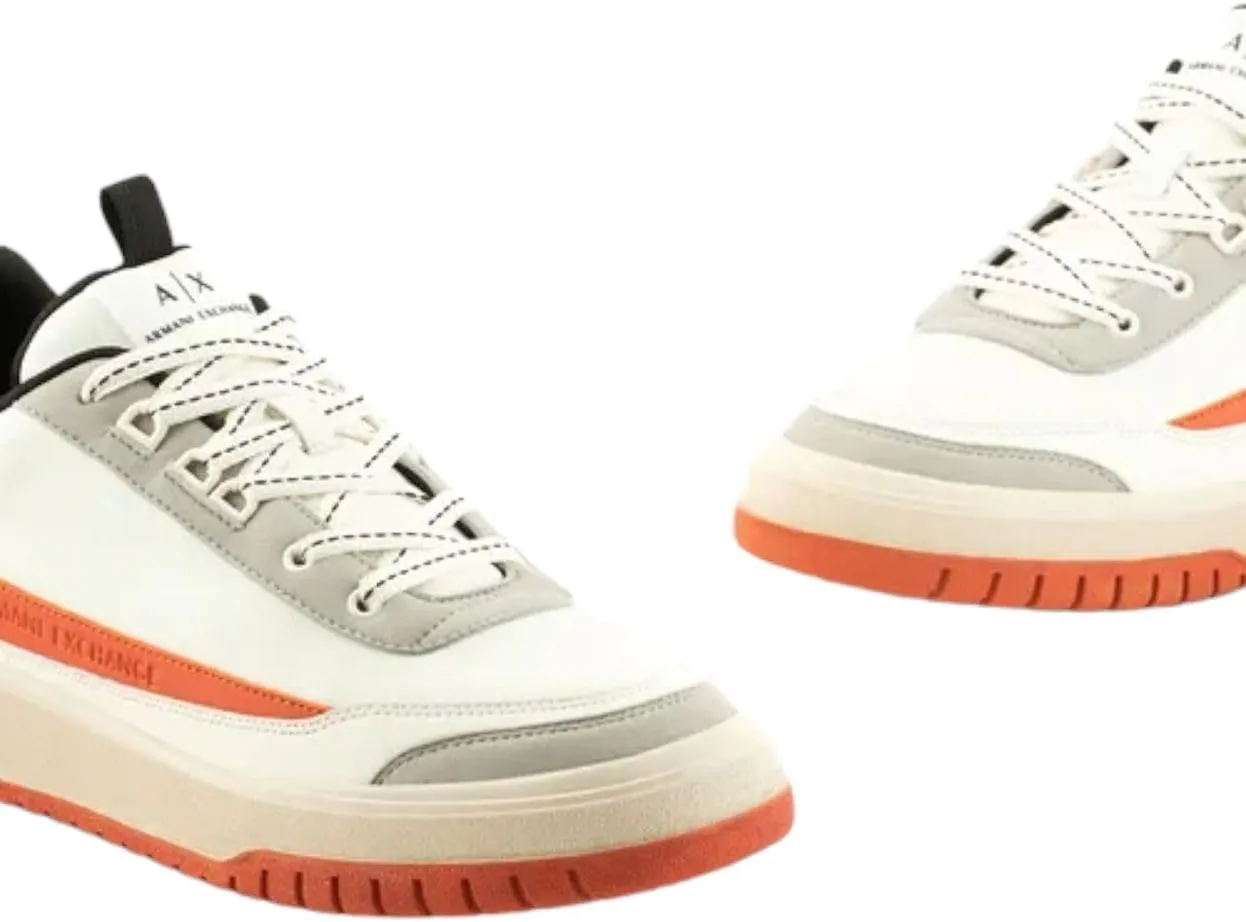 Armani Exchange Men's Low Top Suede and Pu Leather Logo Sneaker