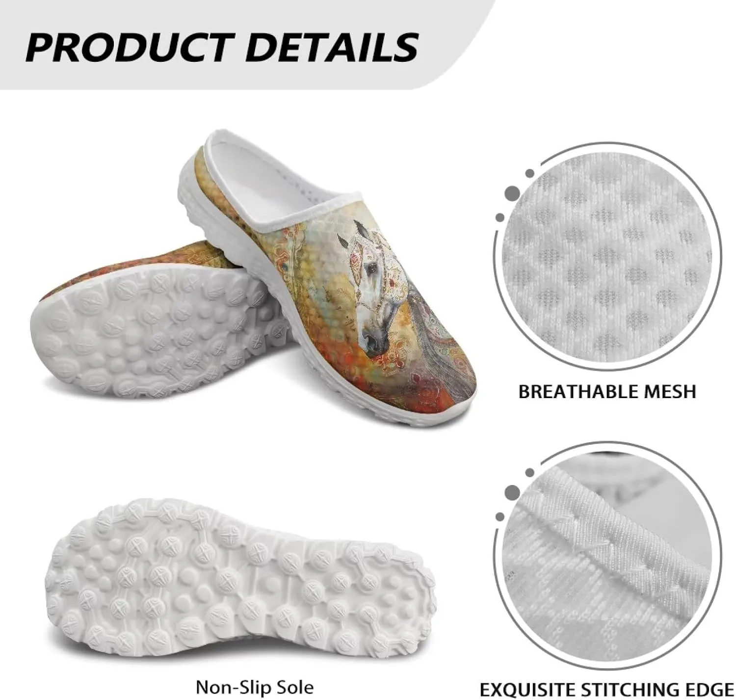 Backless Mesh Slip-On Mule Shoes for Women - Light, Comfort, Non-Slip, Easy Wear for Walking, Camping