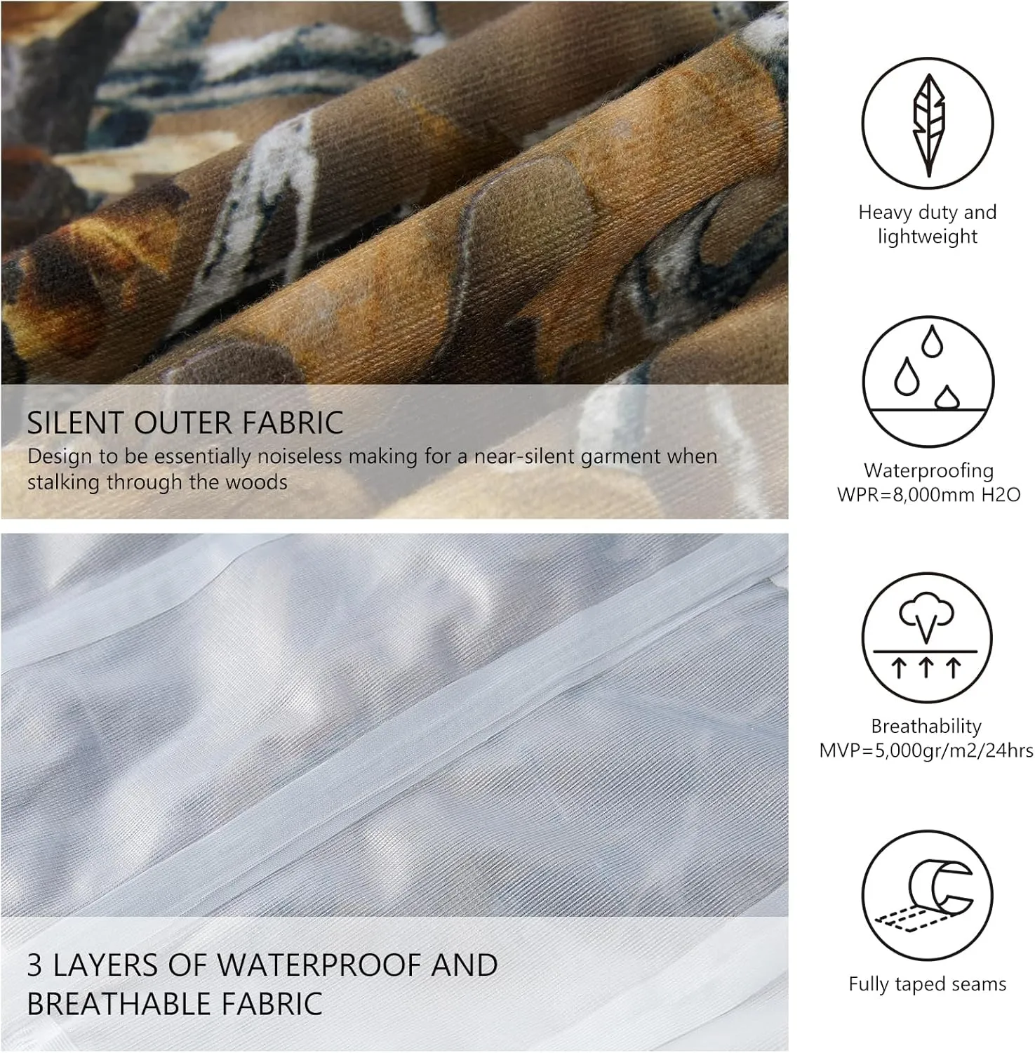 BASSDASH Walker Men’s Waterproof Breathable Hunting Pants with Silent Outer Fabric for Fishing Turkey Upland