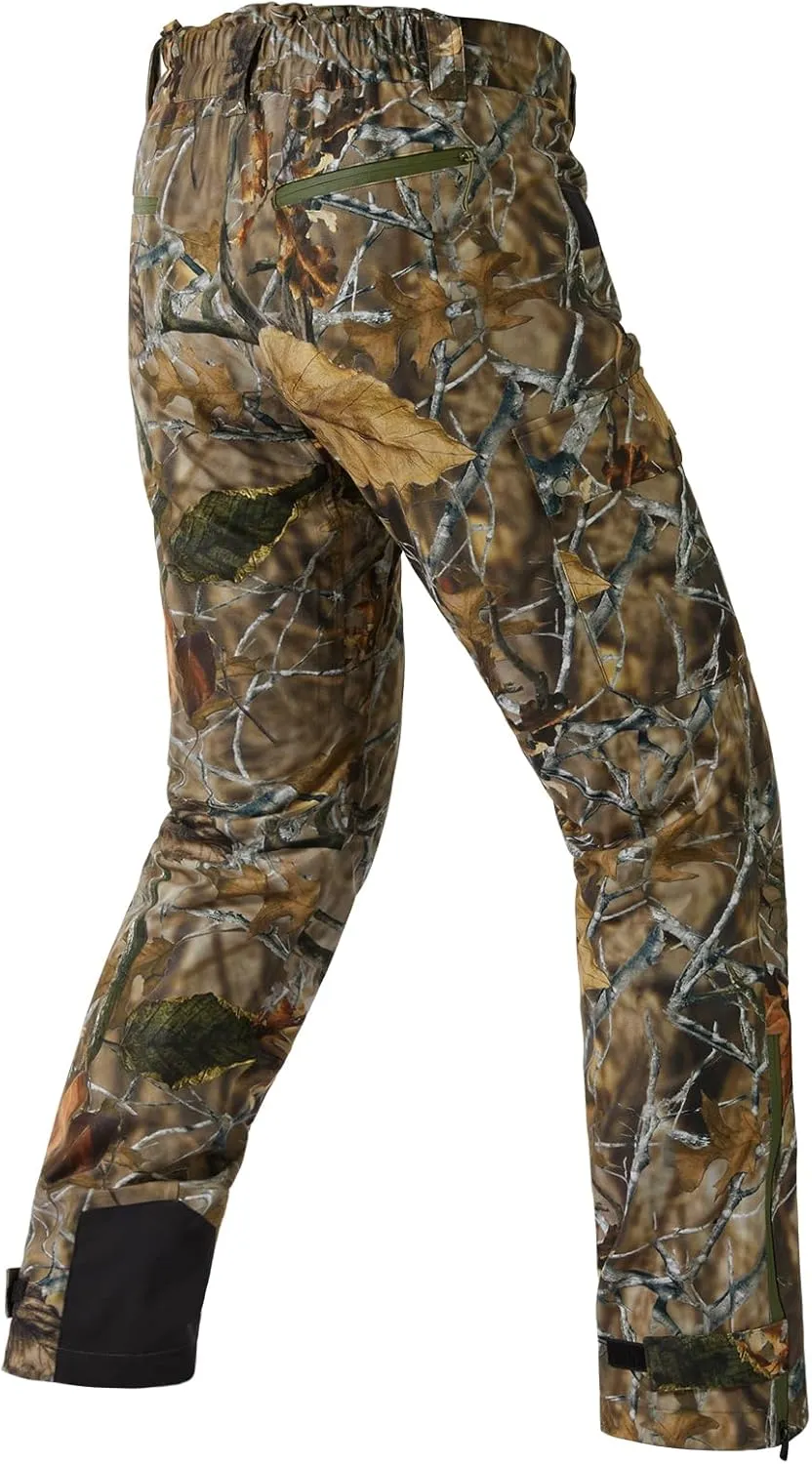 BASSDASH Walker Men’s Waterproof Breathable Hunting Pants with Silent Outer Fabric for Fishing Turkey Upland