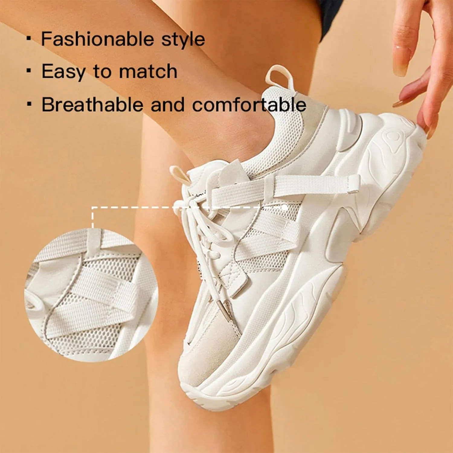 BEAU TODAY Chunky Sneakers for Women Dad Sneakers for Women Platform Lace Up Fashion Comfortable Casual Sneakers for Walking