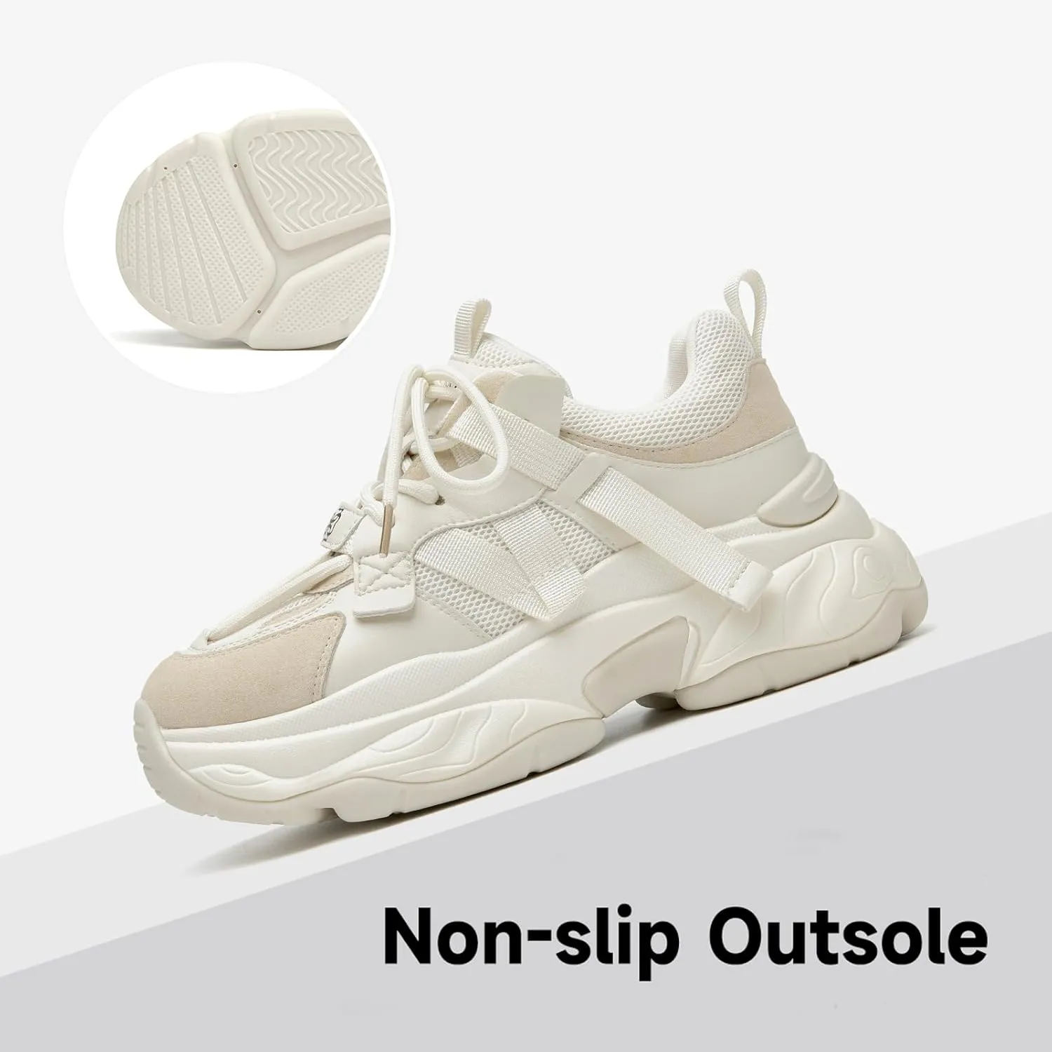 BEAU TODAY Chunky Sneakers for Women Dad Sneakers for Women Platform Lace Up Fashion Comfortable Casual Sneakers for Walking
