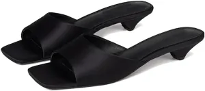 Beauty Cry Womens Mule Heels Stain Chunky Kitten Square Toe Slide Sandal Heels