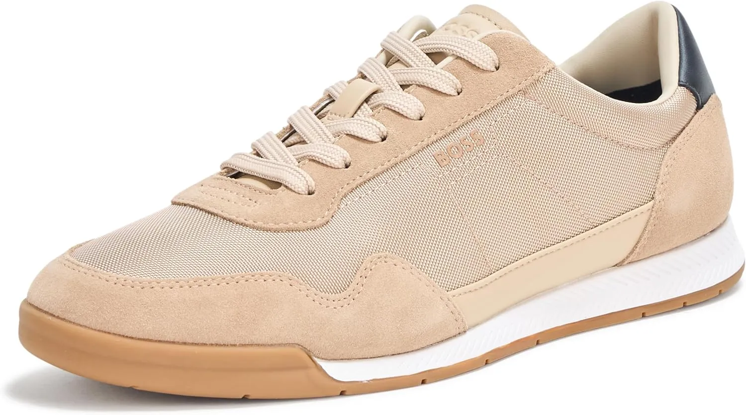 BOSS Men's Titanium Low Profile Leather Sneaker