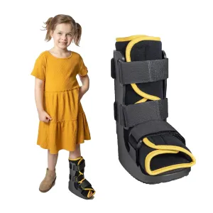 Brace Direct Pediatric Fracture Boot – Kids Medical Walking Boot for Broken Foot, Ankle Sprain & Post-Op, Yellow (Small, up to US Kids 8.5K)