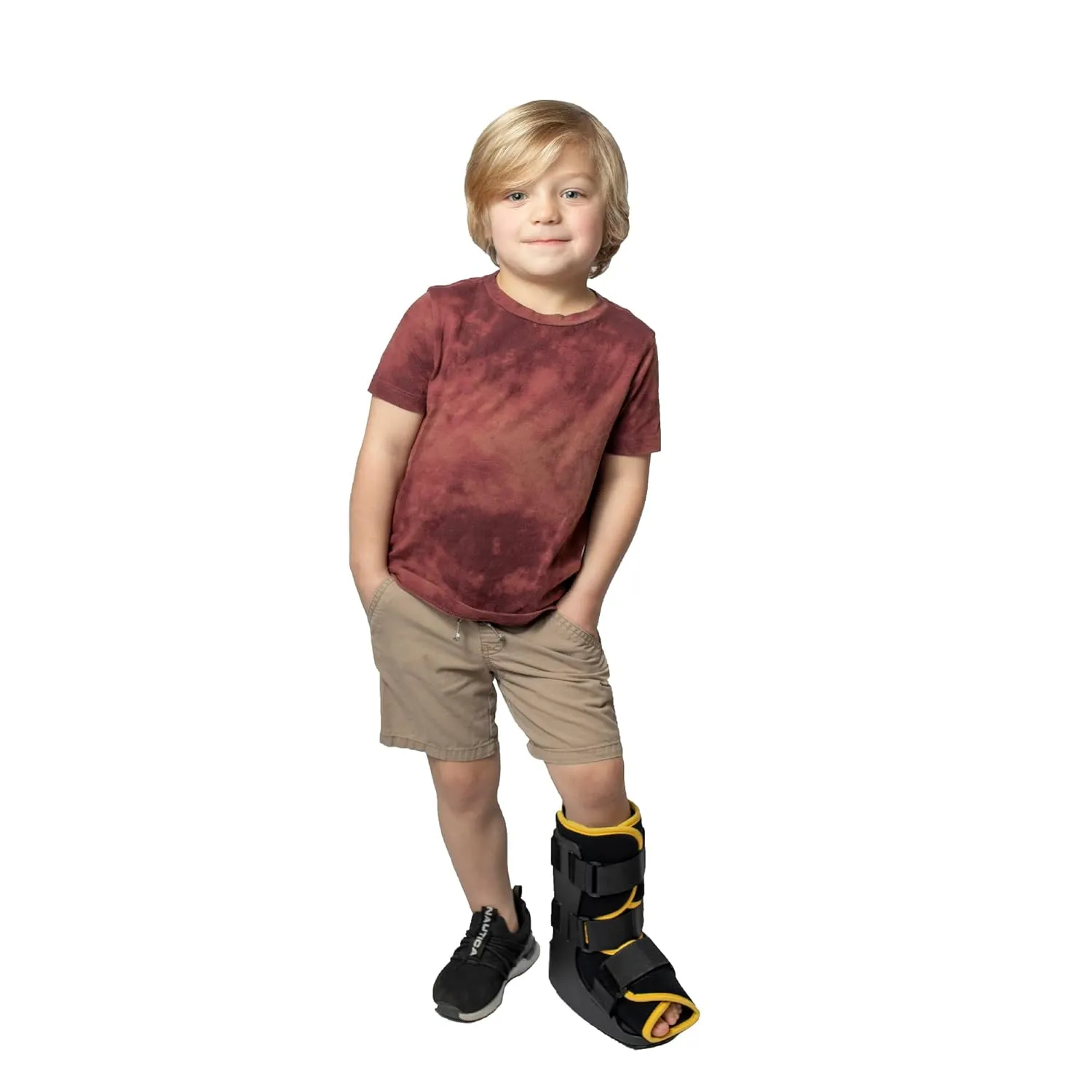 Brace Direct Pediatric Fracture Boot – Kids Medical Walking Boot for Broken Foot, Ankle Sprain & Post-Op, Yellow (Small, up to US Kids 8.5K)