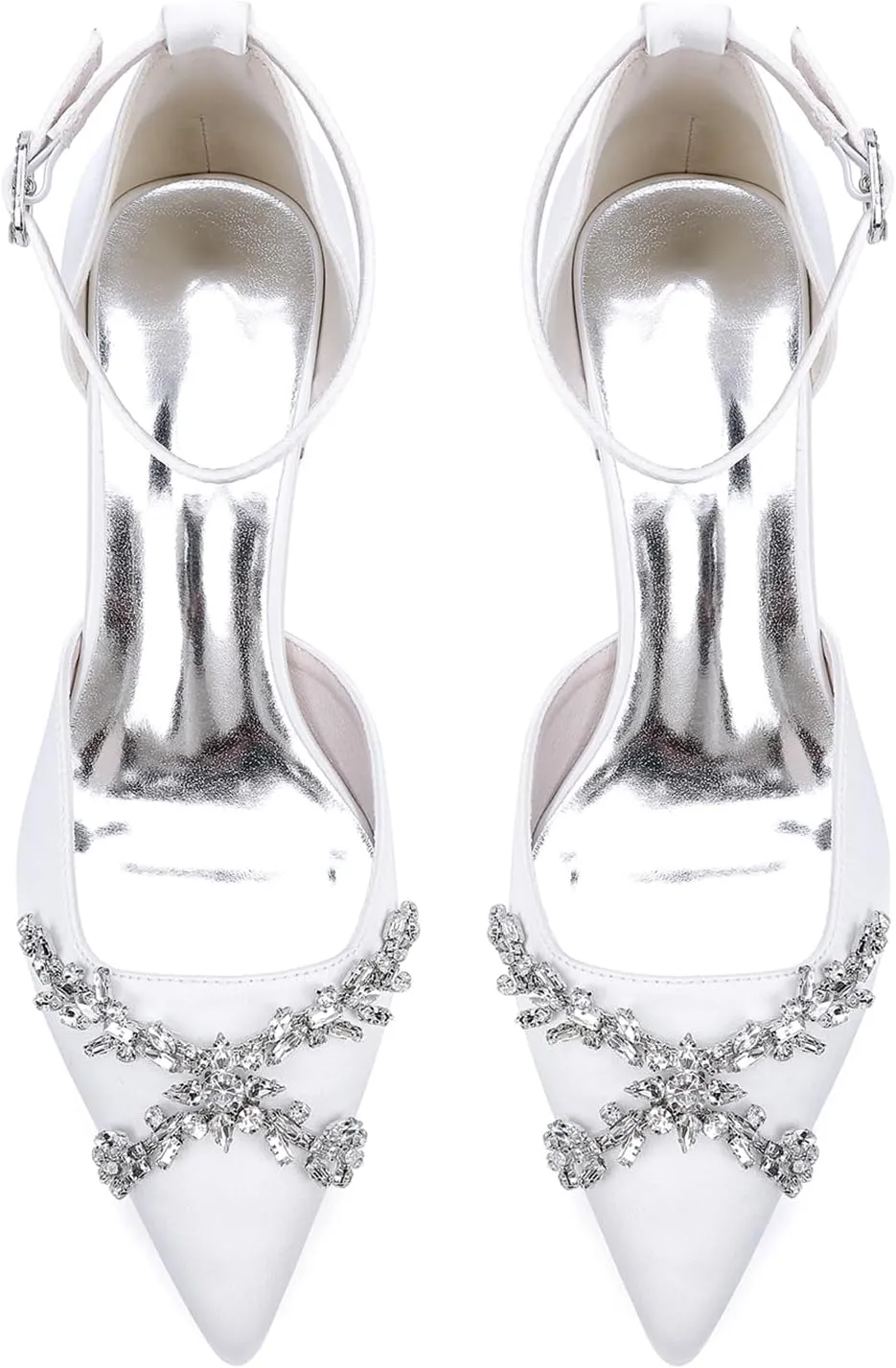Bridal Shoes Block Heel Pointy Toe Wedding for Bride Sandals Heels for Women Elegant Closed Toe Pump Dressy Ankle Strap Prom Shoes