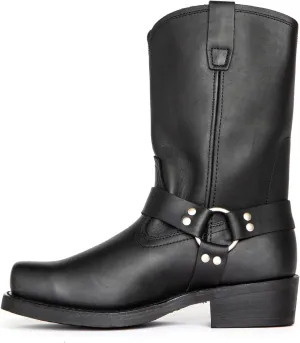 ByErz Cowboy Boots for Men Western Boot Classic with Metal Buckle Square Toe Mid-Calf Boots