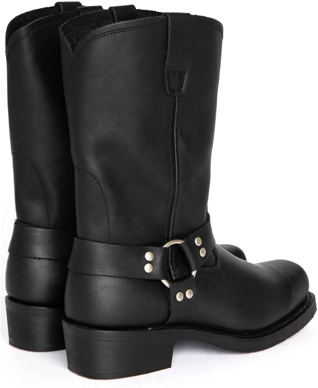 ByErz Cowboy Boots for Men Western Boot Classic with Metal Buckle Square Toe Mid-Calf Boots