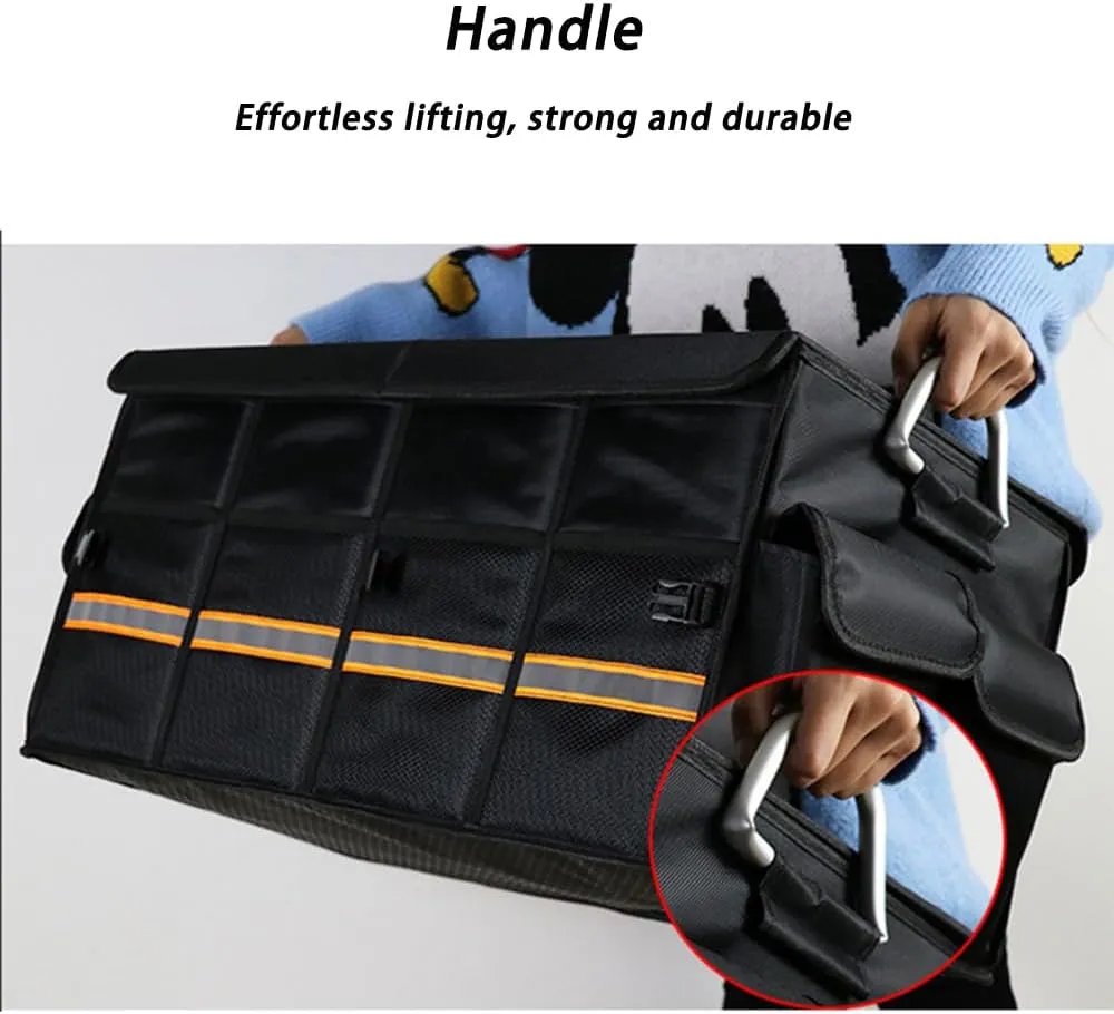 Car Boot Organiser for Abarth 500/595/600/695/Fastback/Pulse/Punto/Ritmo, Durable Car Boot Tidy Collapsible Easy to Use,B Grey-B Medium