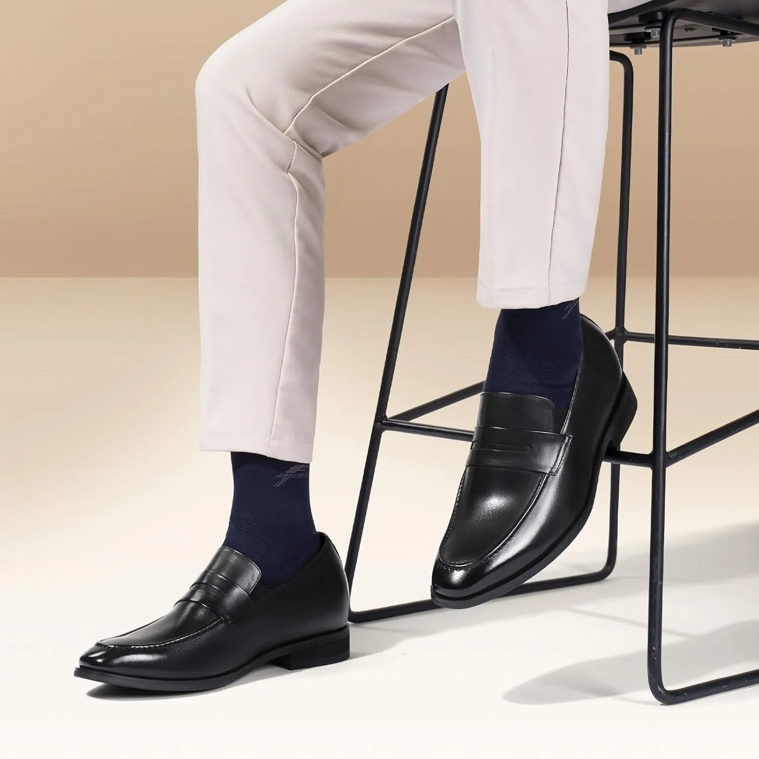 CHAMARIPA Elevator Shoes for Men - Height Increasing Shoes with Genuine Leather Lining Easy Slip on Designed Loafer 1.97/2.36/2.76 inch Taller