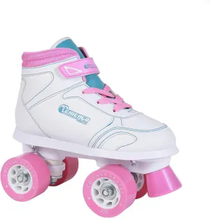 Chicago Girls Sidewalk Roller Skates – White Youth Quad Skates, High-Top Design, Beginner-Friendly, Durable Polyurethane Wheels, Indoor & Outdoor Use