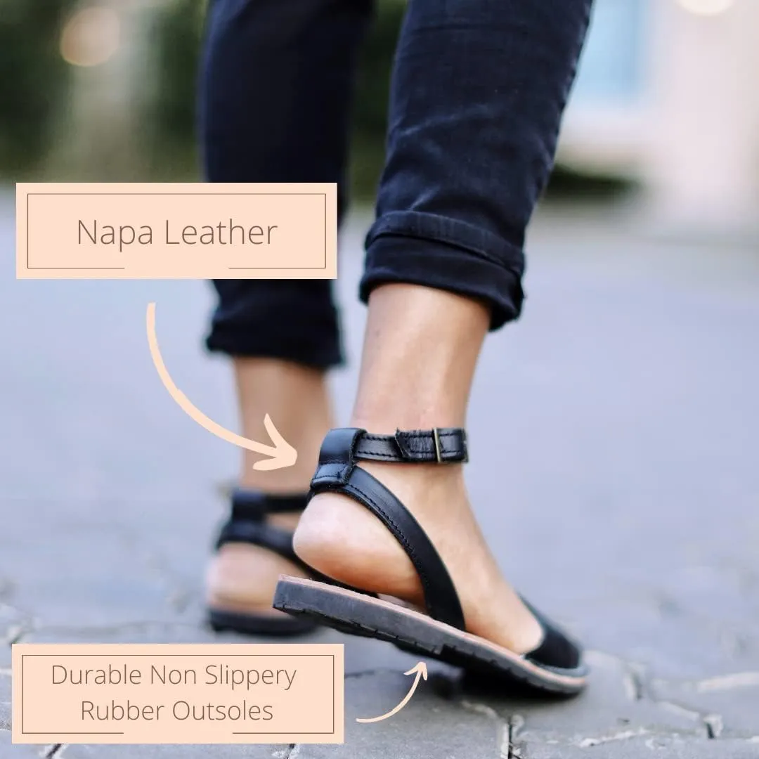 Classic Ankle Strap Sandals for Women – Dressy Soft Leather Sandals with Removable Ankle Strap, Casual Women’s Flat Sandals