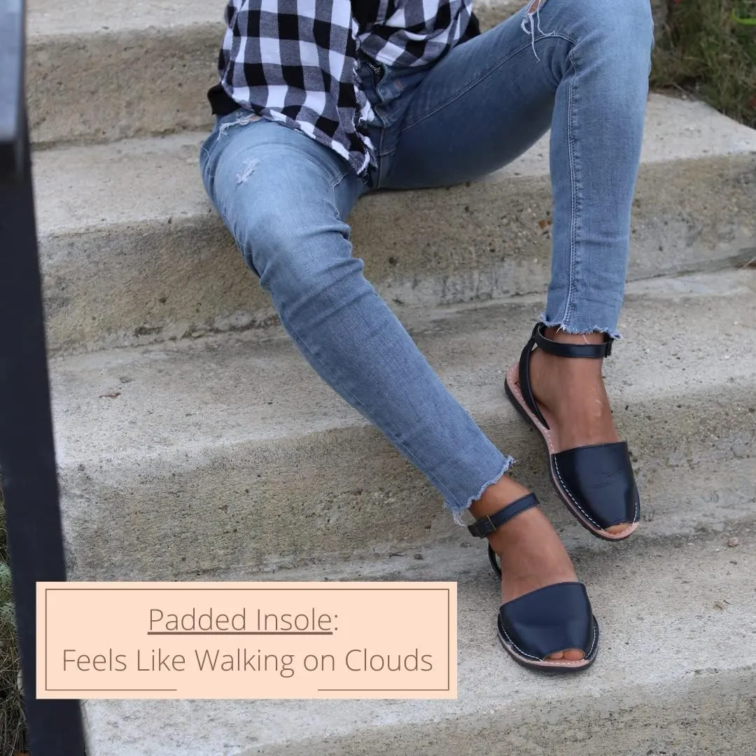 Classic Ankle Strap Sandals for Women – Dressy Soft Leather Sandals with Removable Ankle Strap, Casual Women’s Flat Sandals