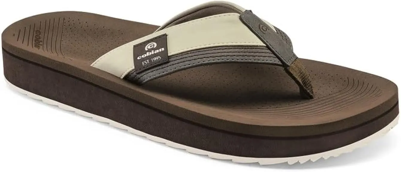 Cobian Men’s Roca Rise Synthetic Leather Strap Flip-Flop Sandals