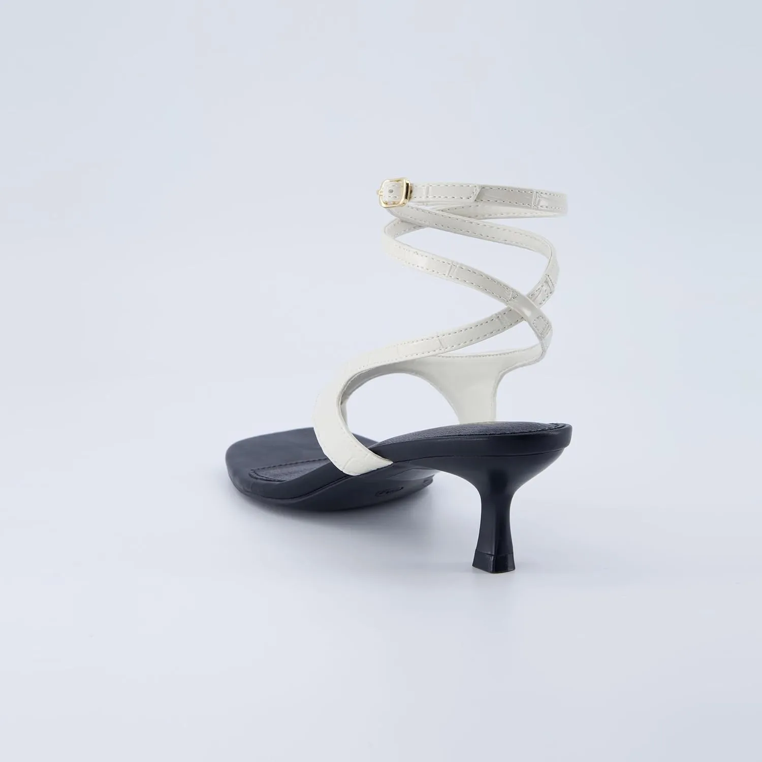 CUSHIONAIRE Martini Women’s Ankle Wrap Heel Sandal – Strappy Faux Leather Thong with Kitten Heel & Cushioned Footbed