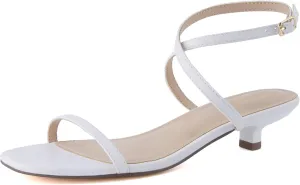 CUSHIONAIRE Sonata Women’s Ankle Wrap One Band Kitten Heel Sandal – Strappy Faux Leather Dress Shoe with Adjustable Buckle