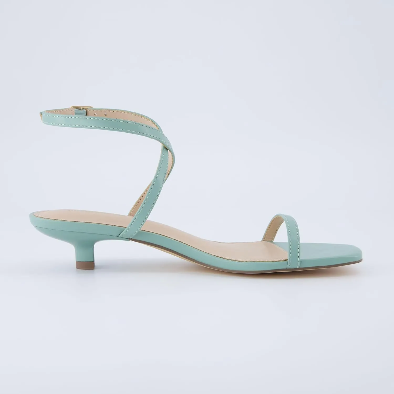CUSHIONAIRE Sonata Women’s Ankle Wrap One Band Kitten Heel Sandal – Strappy Faux Leather Dress Shoe with Adjustable Buckle