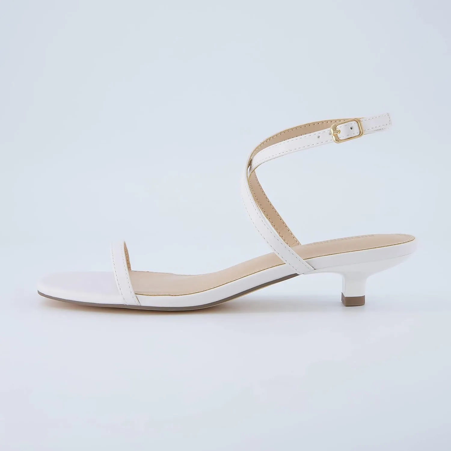 CUSHIONAIRE Sonata Women’s Ankle Wrap One Band Kitten Heel Sandal – Strappy Faux Leather Dress Shoe with Adjustable Buckle