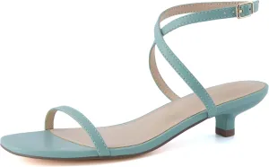 CUSHIONAIRE Sonata Women’s Ankle Wrap One Band Kitten Heel Sandal – Strappy Faux Leather Dress Shoe with Adjustable Buckle
