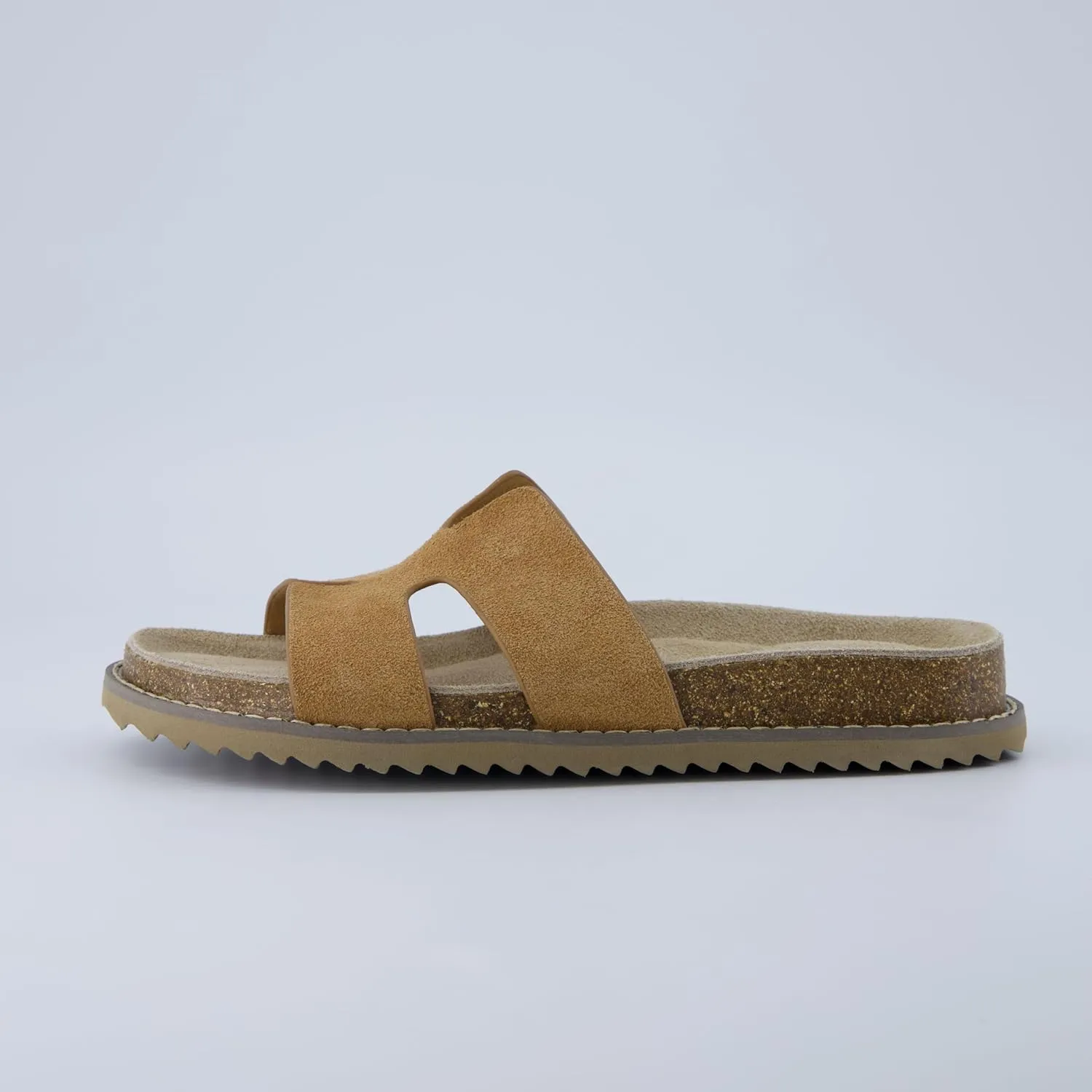 CUSHIONAIRE Wisdom Womens Sandals Cutout Strap Genuine Leather Slides – Slip On Cork Footbed Sandals for Women 2025