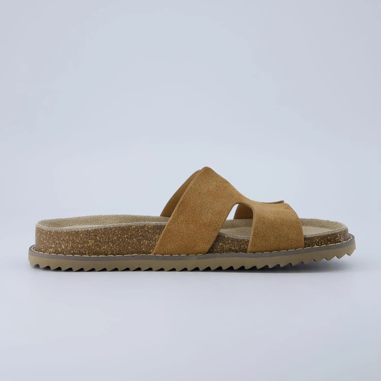 CUSHIONAIRE Wisdom Womens Sandals Cutout Strap Genuine Leather Slides – Slip On Cork Footbed Sandals for Women 2025