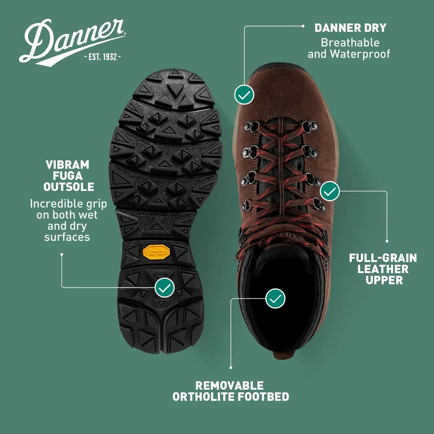 Danner Mountain 600 Hiking Boots for Women - Waterproof, Durable Suede Upper, Breathable Lining, Triple-Density Footbed & Vibram Traction Outsole