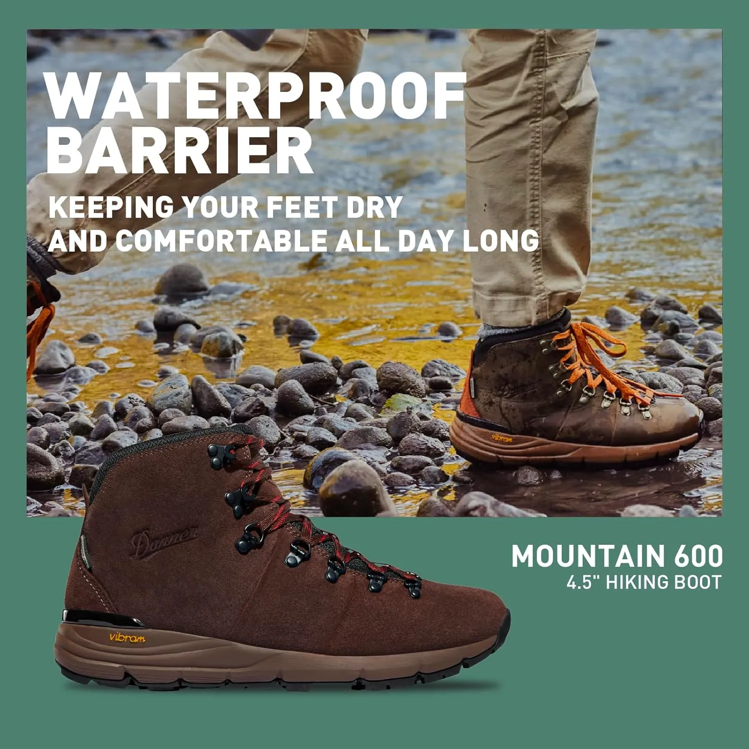 Danner Mountain 600 Hiking Boots for Women - Waterproof, Durable Suede Upper, Breathable Lining, Triple-Density Footbed & Vibram Traction Outsole