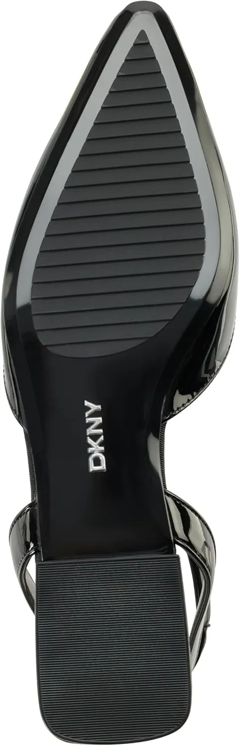 DKNY Women's Cacia Pointed Toe Ballet Flat with Ankle Strap Mule