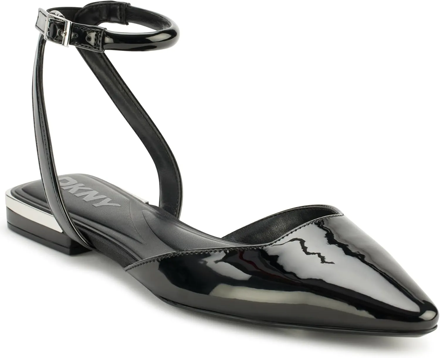 DKNY Women's Cacia Pointed Toe Ballet Flat with Ankle Strap Mule