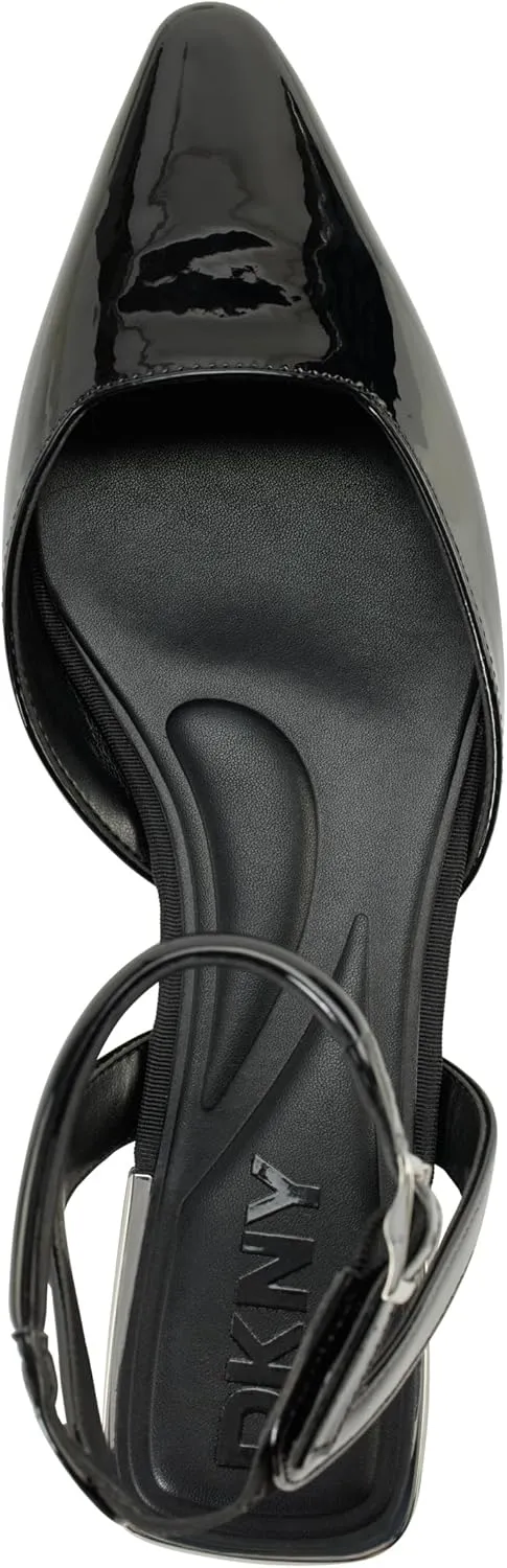 DKNY Women's Cacia Pointed Toe Ballet Flat with Ankle Strap Mule
