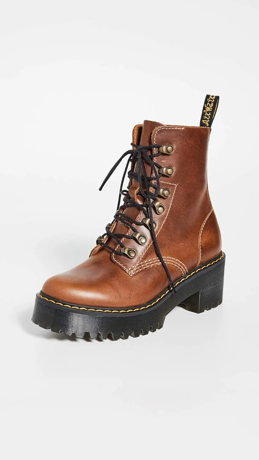 Dr. Martens Women's Leona Leather Heeled Boot Fashion