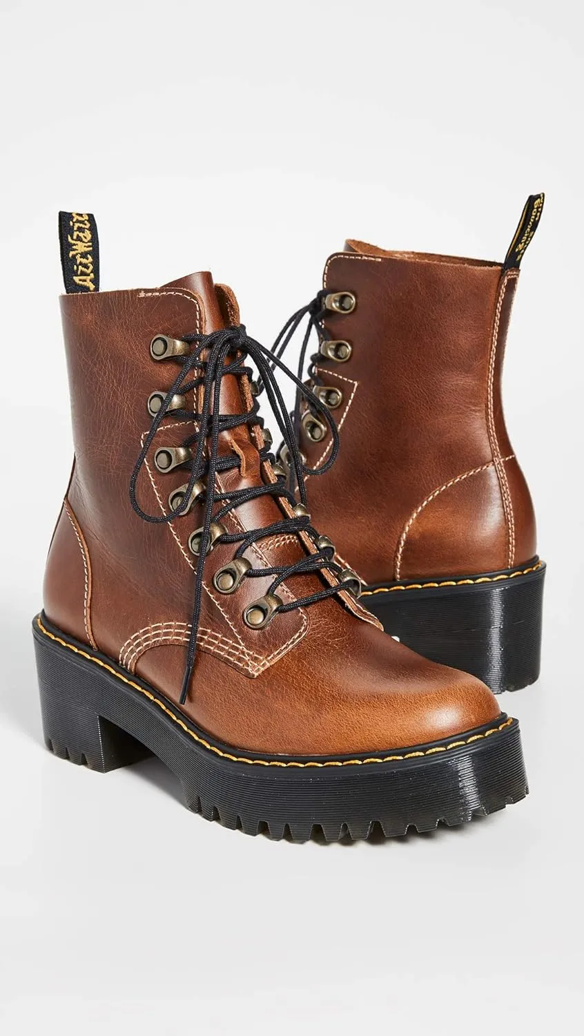 Dr. Martens Women's Leona Leather Heeled Boot Fashion