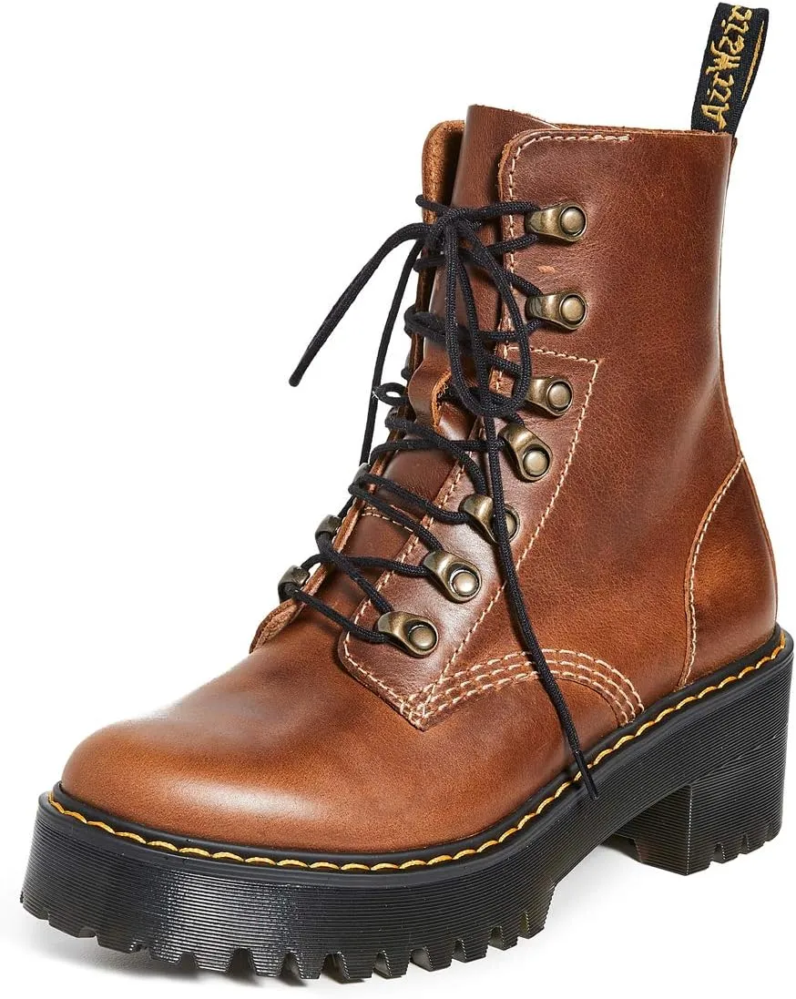 Dr. Martens Women's Leona Leather Heeled Boot Fashion