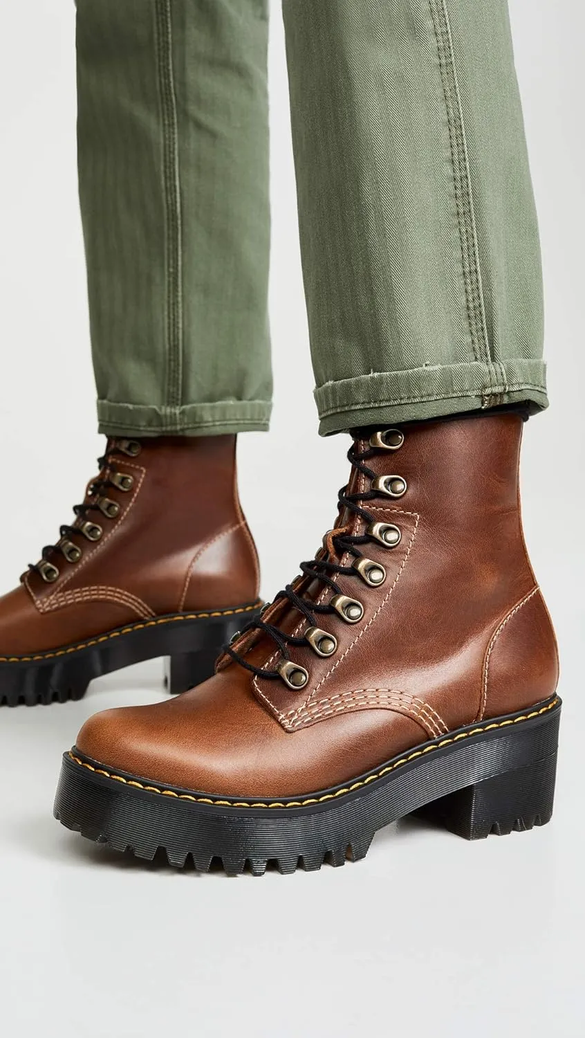 Dr. Martens Women's Leona Leather Heeled Boot Fashion