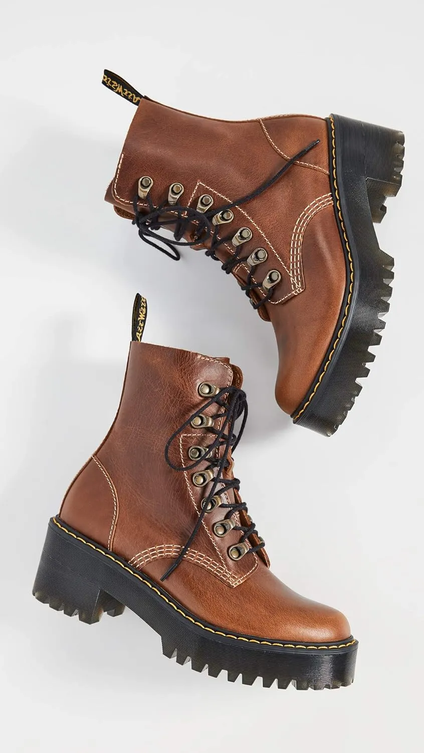 Dr. Martens Women's Leona Leather Heeled Boot Fashion